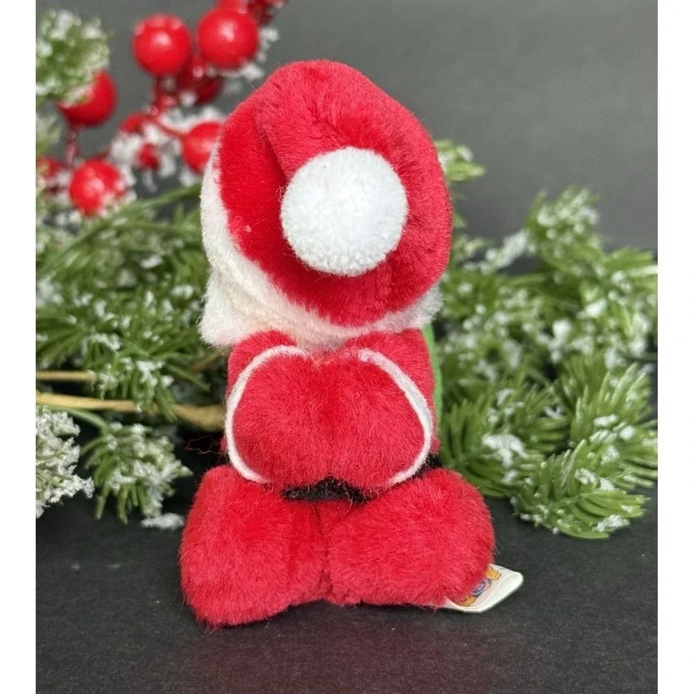 VTG Christmas ~SANTA CLAUS‎ CLIP ON~ 1985 Dakin Plush Santa Toy  w/ Plastic Face